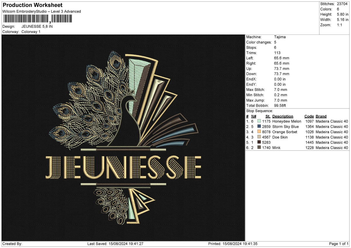 JEUNESSE Embroidery File 6 size