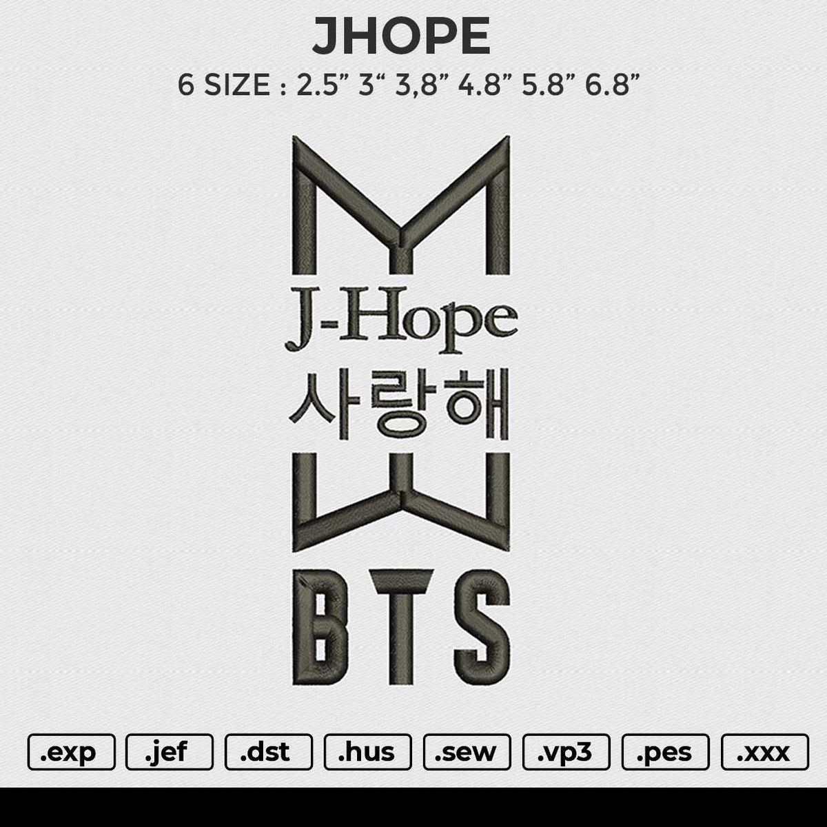 JHOPE BTS Embroidery File 6 size