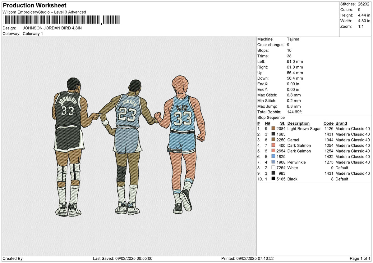 JOHNSON JORDAN BIRD Embroidery File 6 size