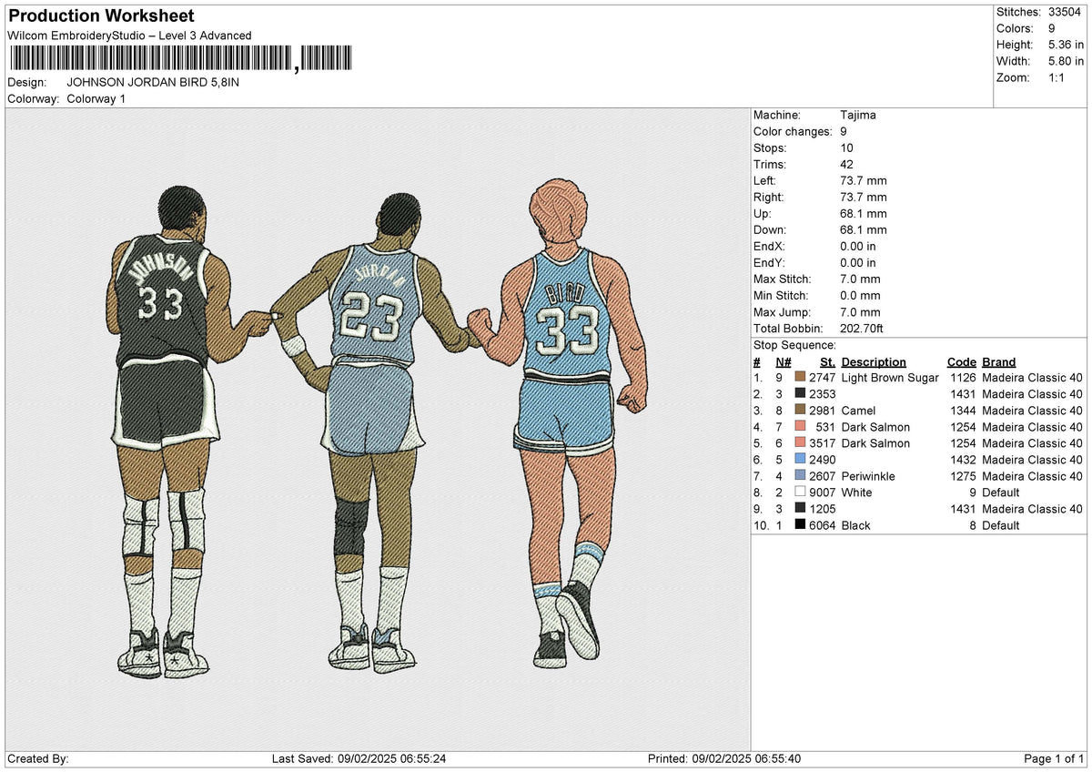 JOHNSON JORDAN BIRD Embroidery File 6 size