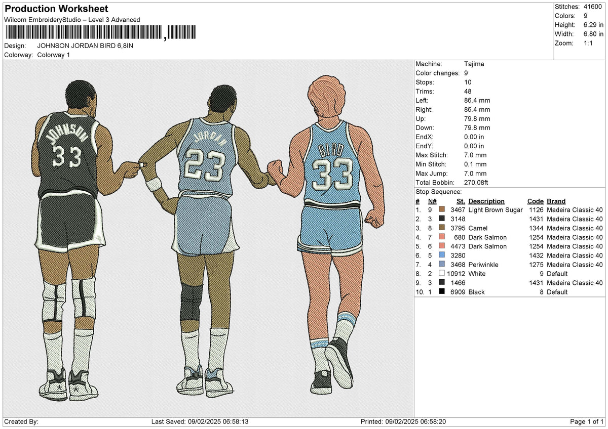 JOHNSON JORDAN BIRD Embroidery File 6 size