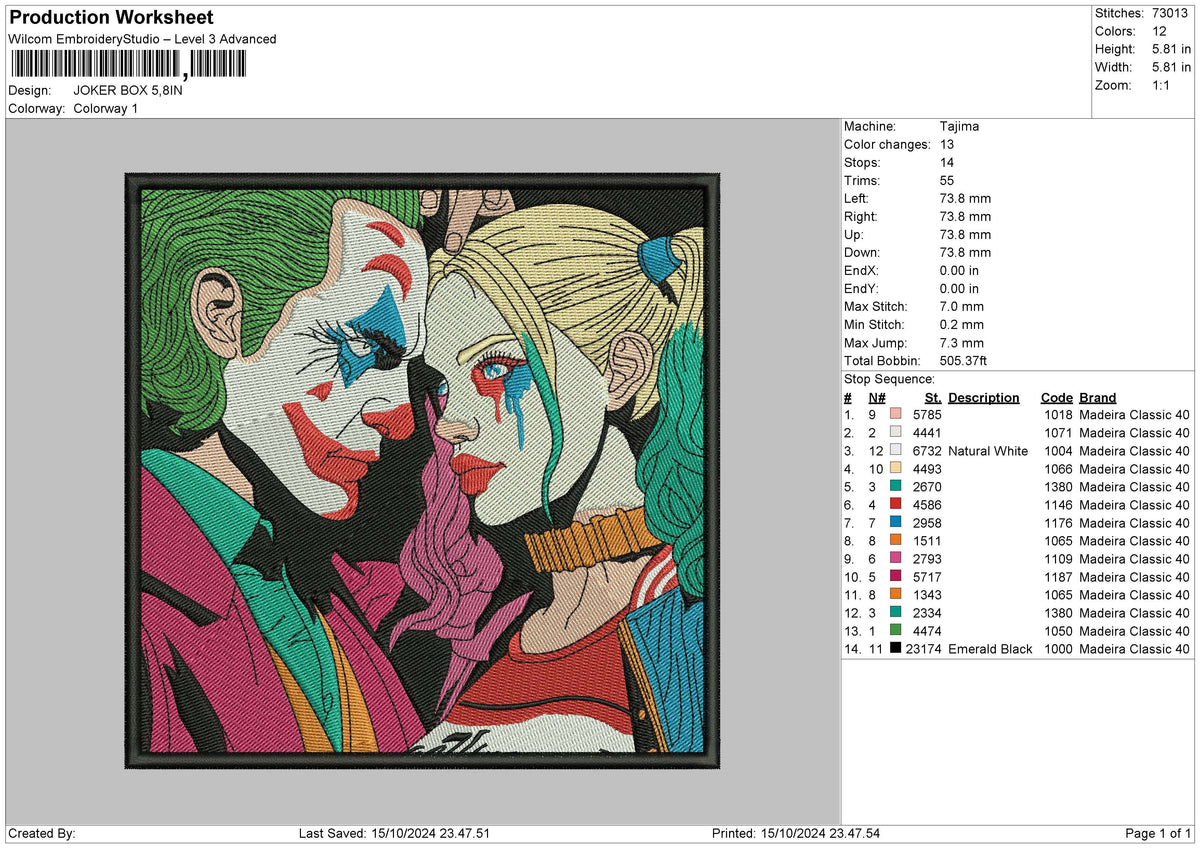 Joker Box Embroidery File 6 sizes