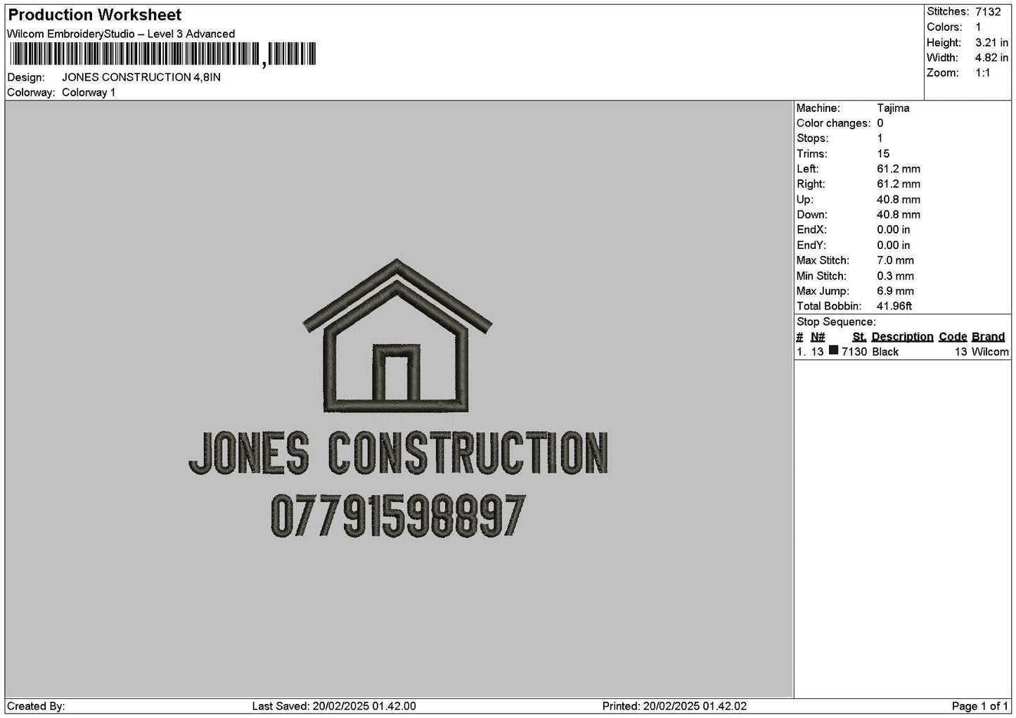 Jonestext Embroidery File 6 sizes
