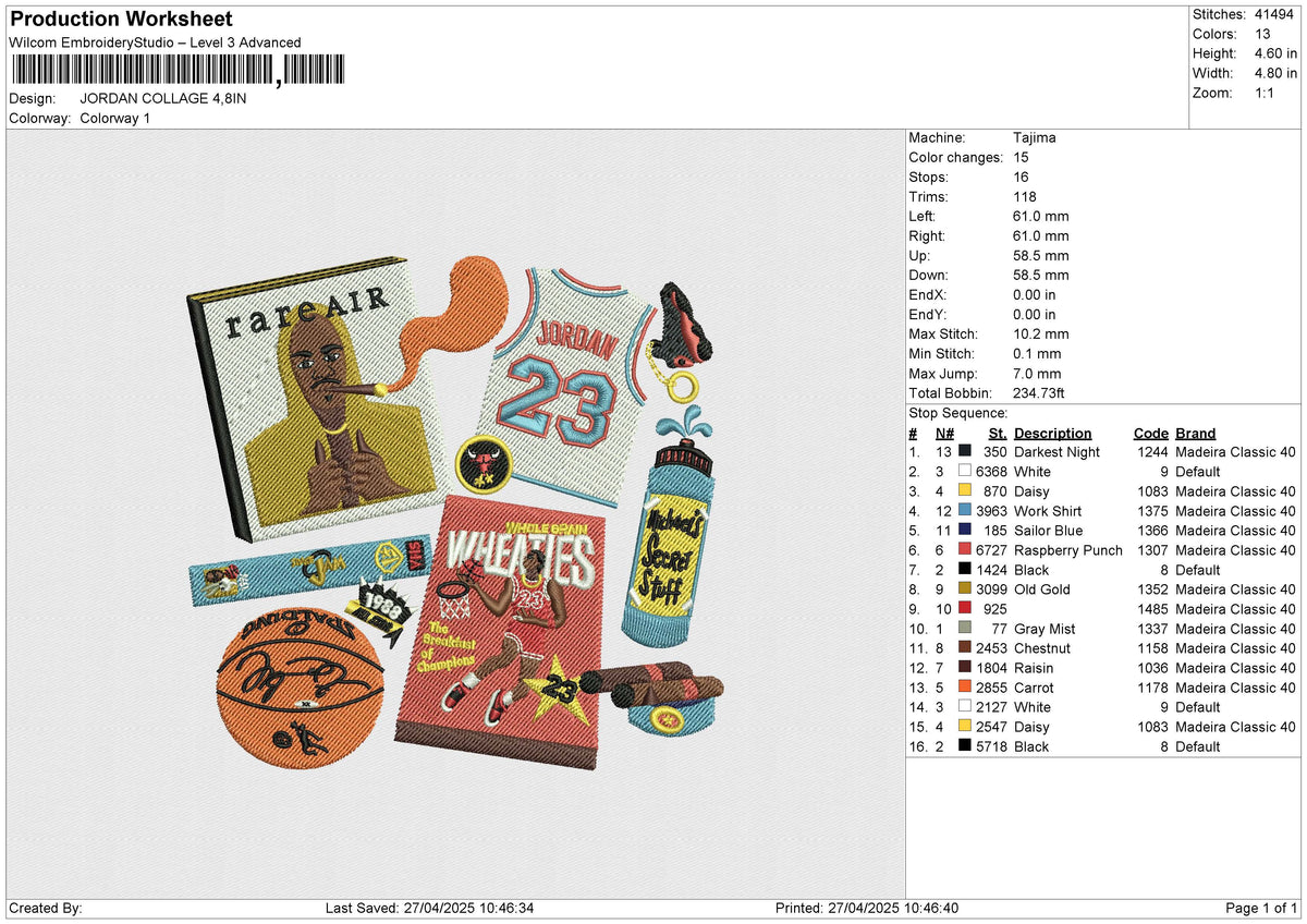JORDAN COLLAGE Embroidery File 6 size