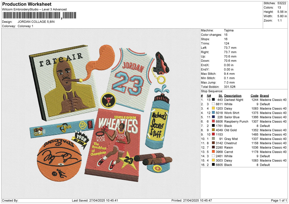 JORDAN COLLAGE Embroidery File 6 size