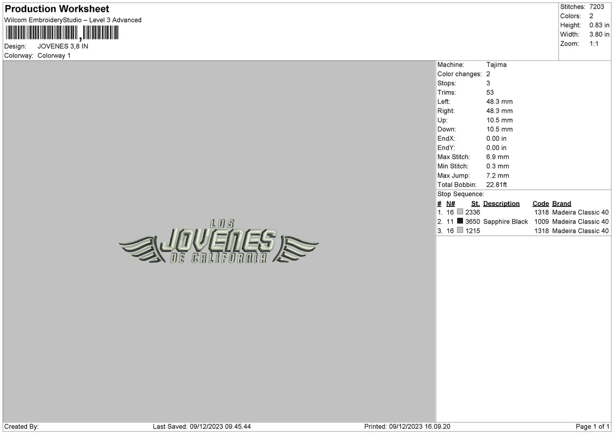 Jovenes Embroidery File 6 sizes