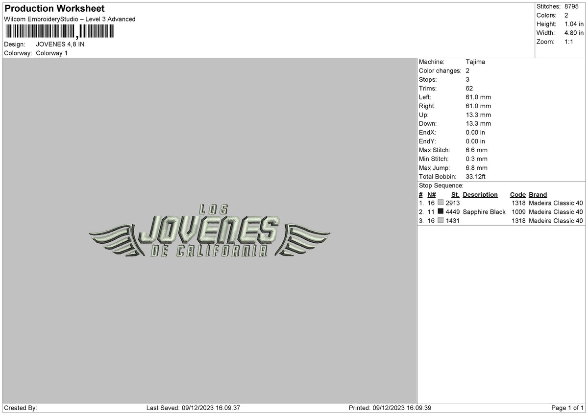 Jovenes Embroidery File 6 sizes