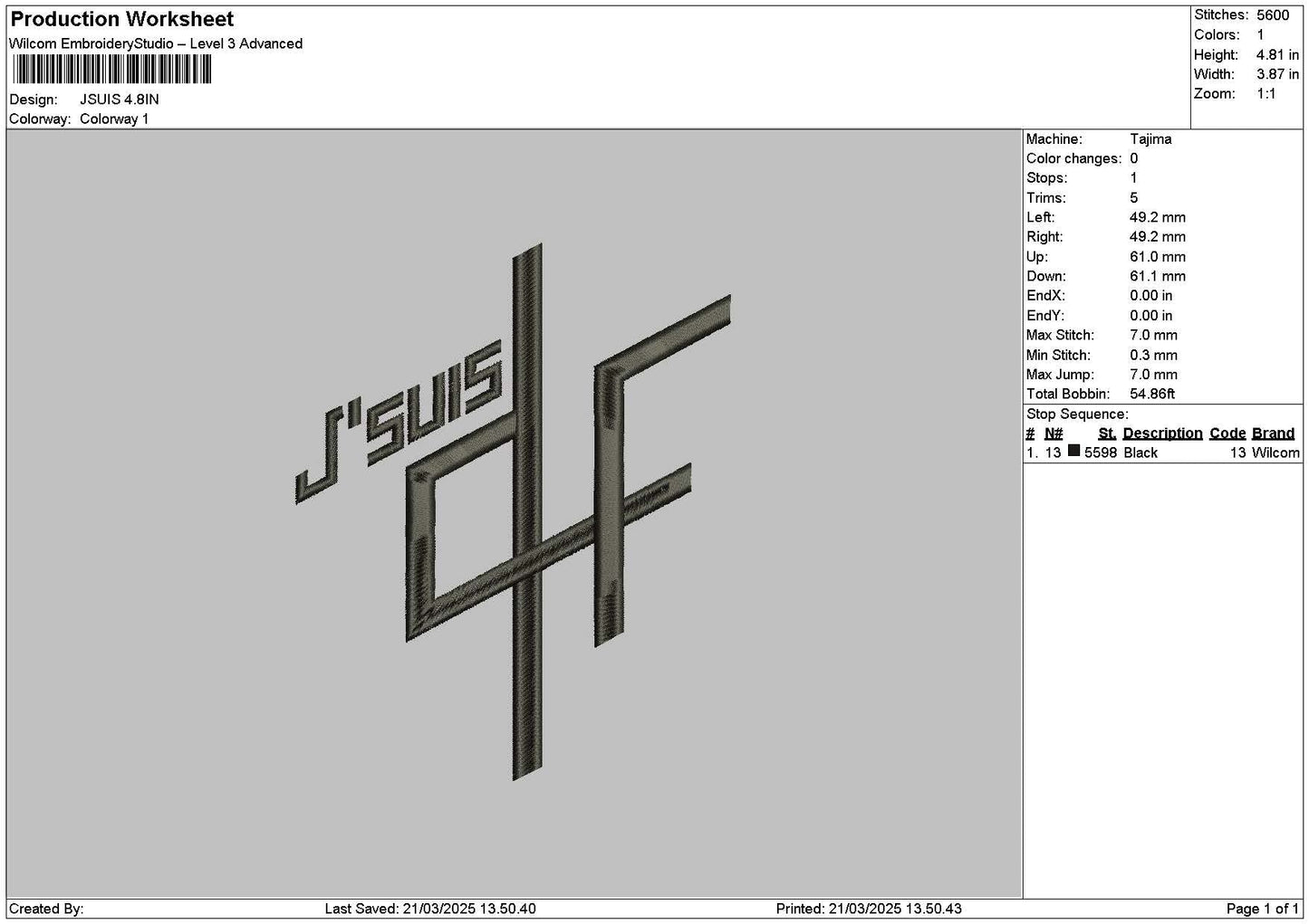 Jsuistext Embroidery File 6 sizes
