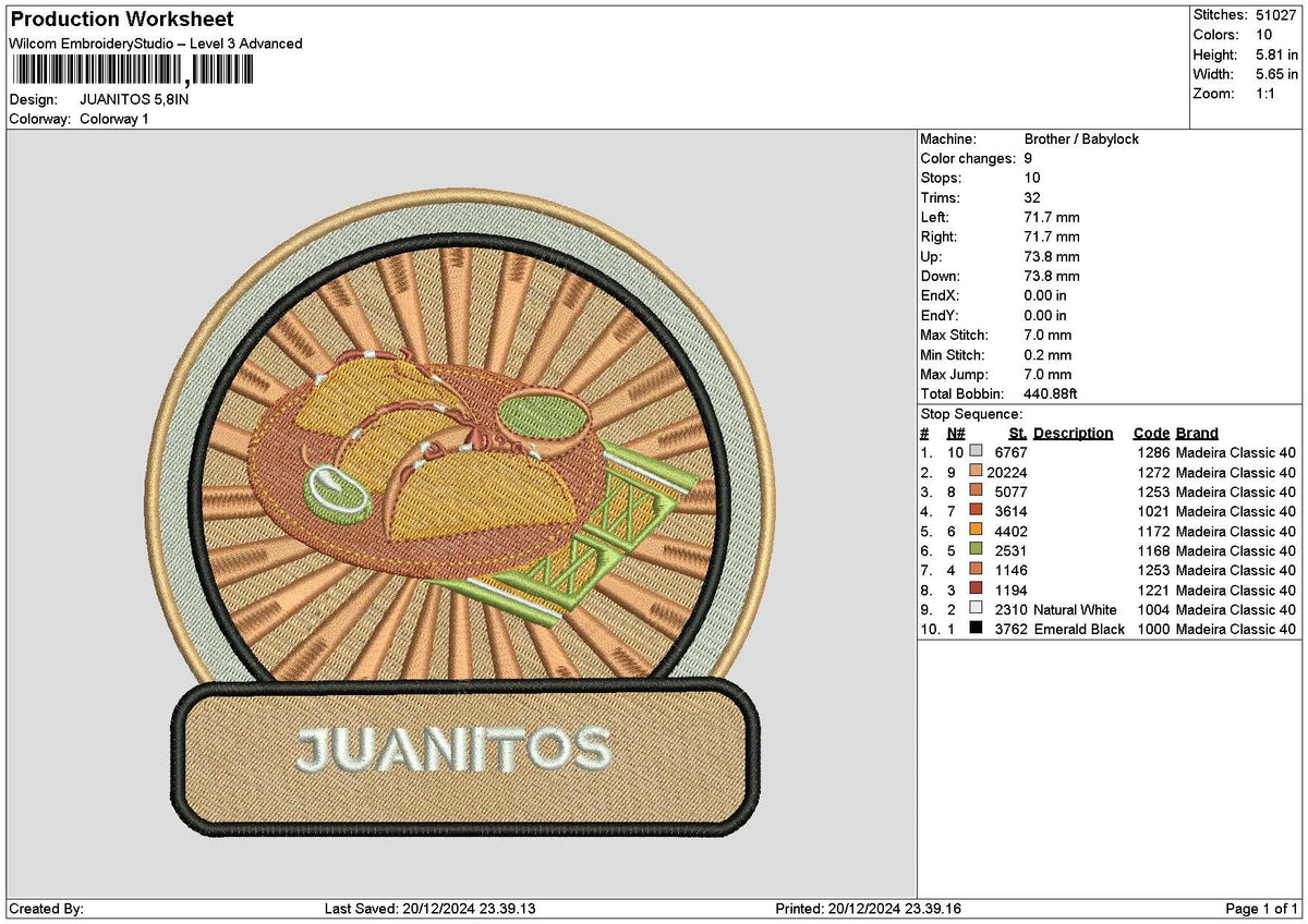 Juanitostext Embroidery File 6 sizes