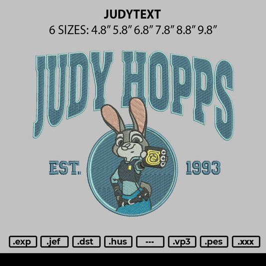 Judytext Embroidery File 6 sizes