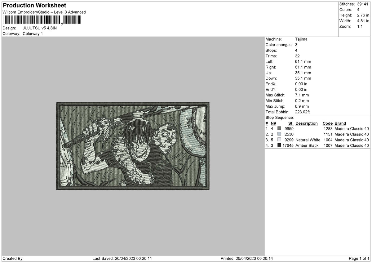 Jujutsu V5 Embroidery File 6 sizes
