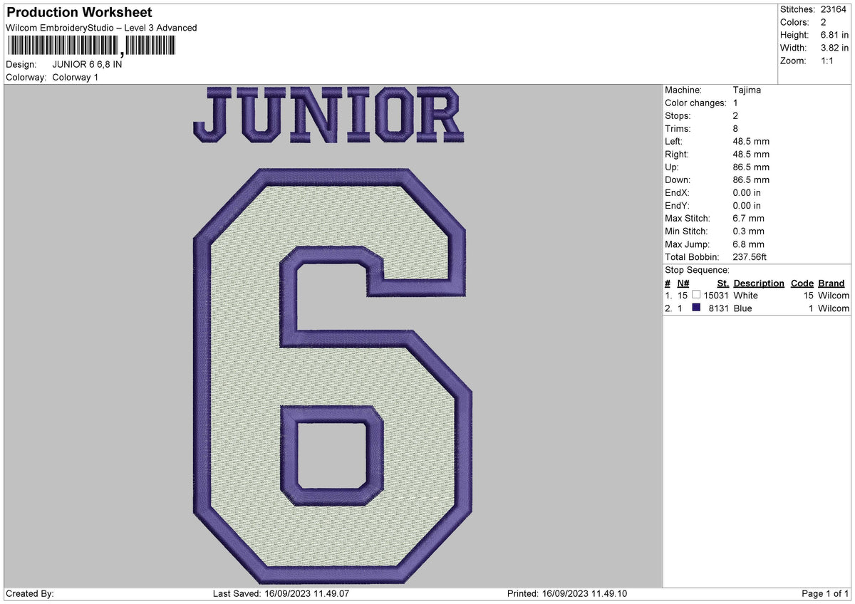 Junior 6 Embroidery File 6 sizes