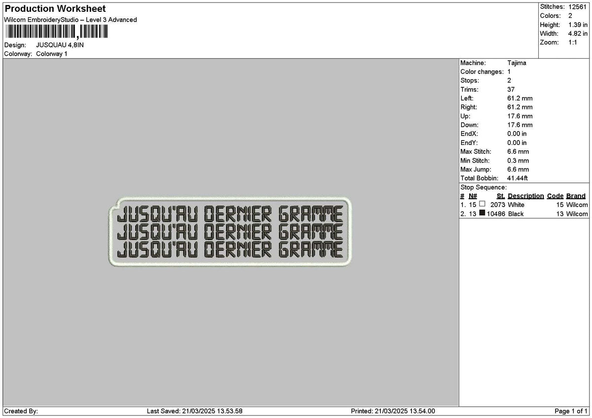 Jusquautext Embroidery File 6 sizes