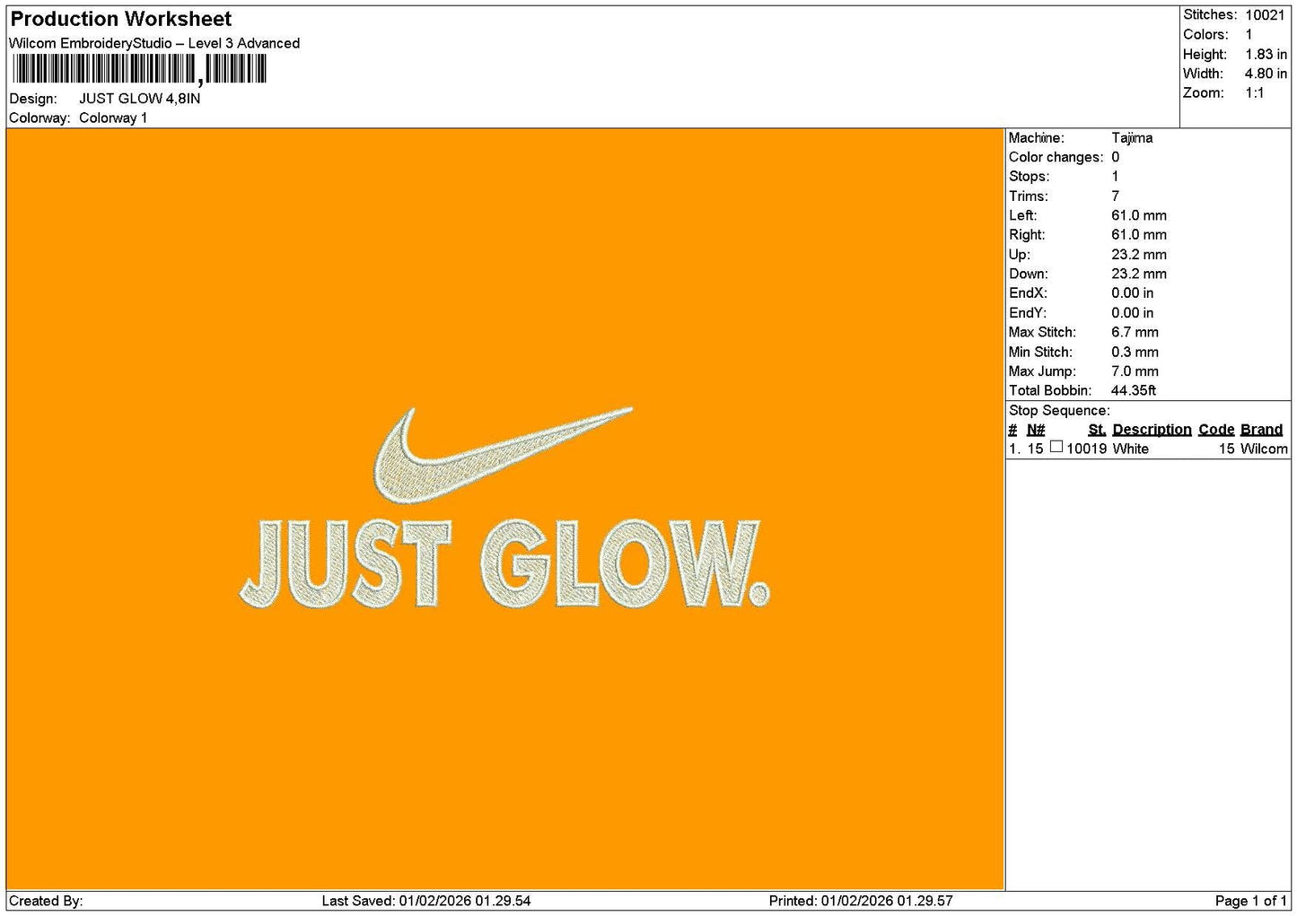 Glowtext 0102 Embroidery File 6 sizes