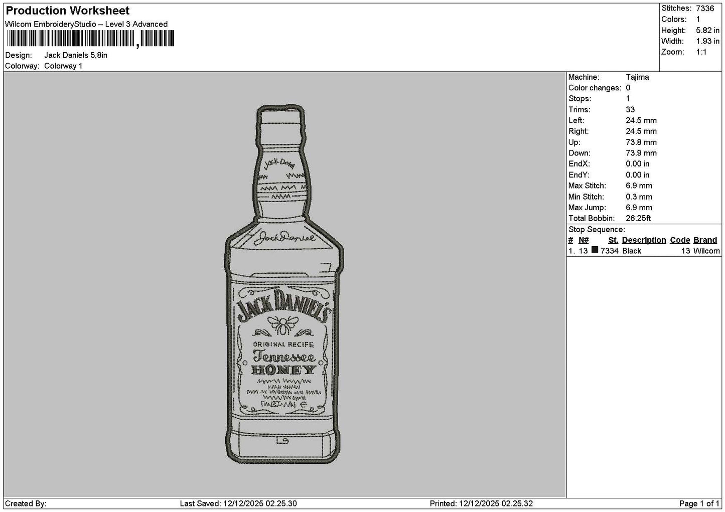 Jackbottle 001 Embroidery File 6 sizes