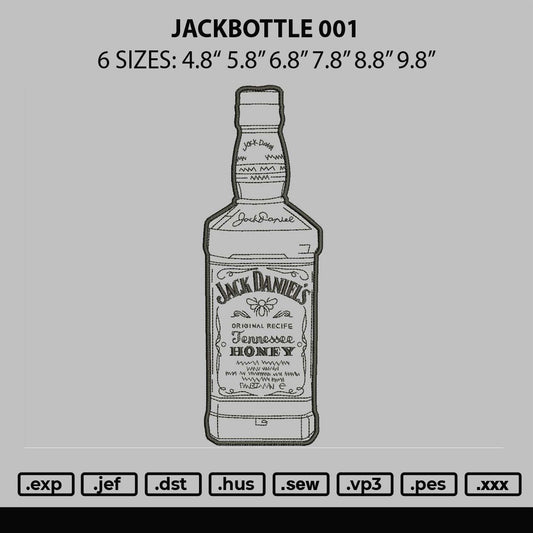 Jackbottle 001 Embroidery File 6 sizes