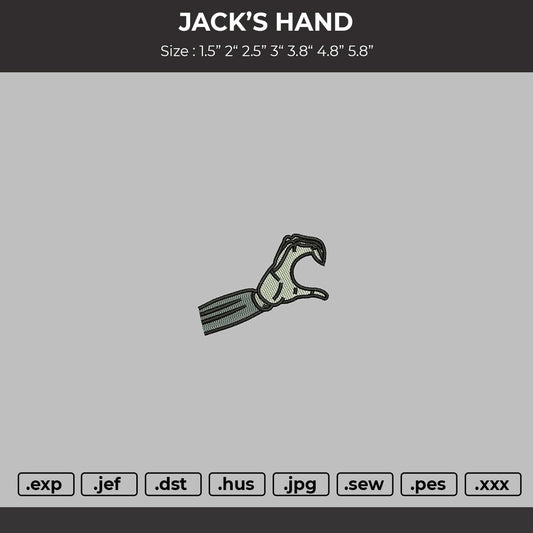 Jack's hand Embroidery File 6 sizes