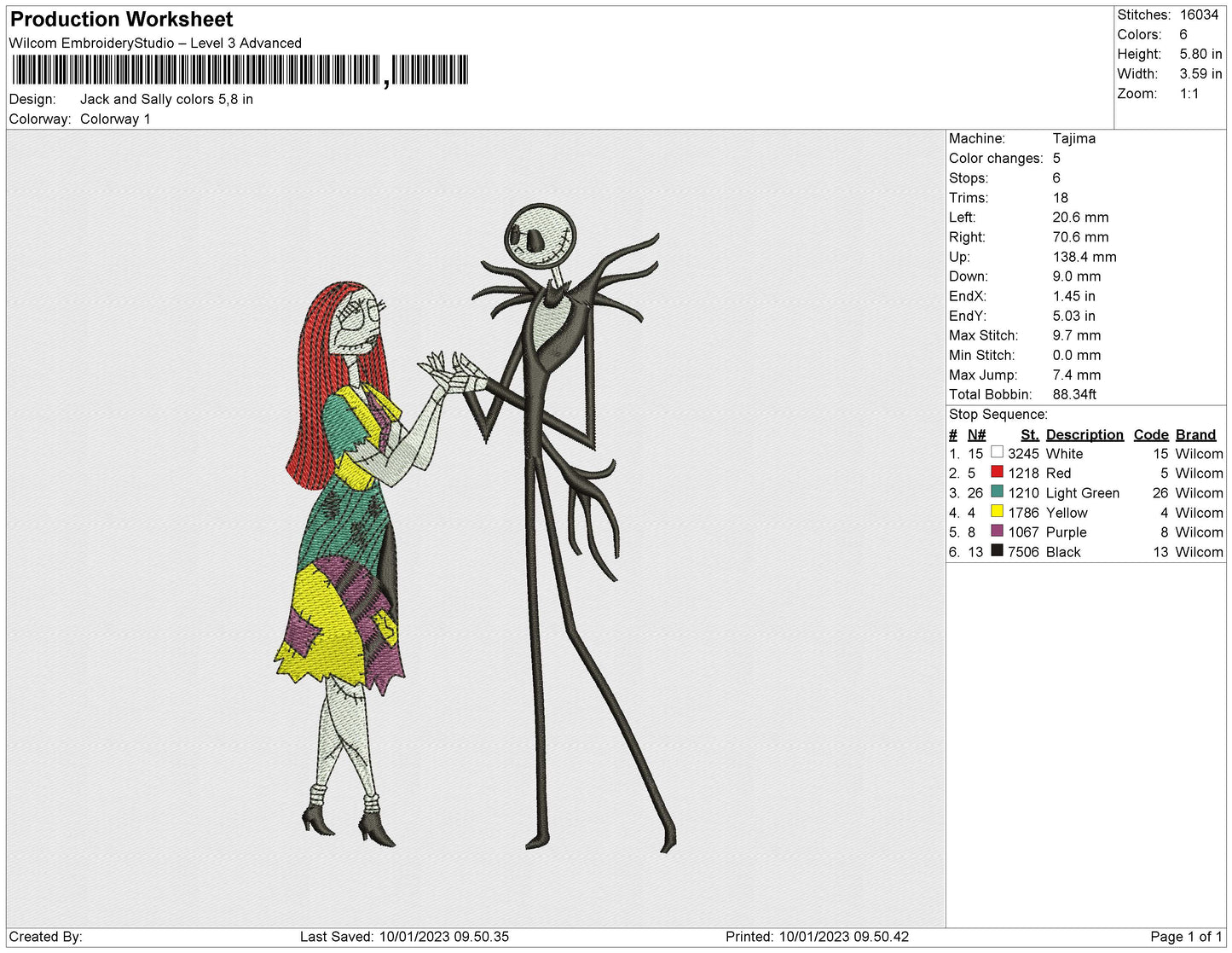 Jack and Sally colors