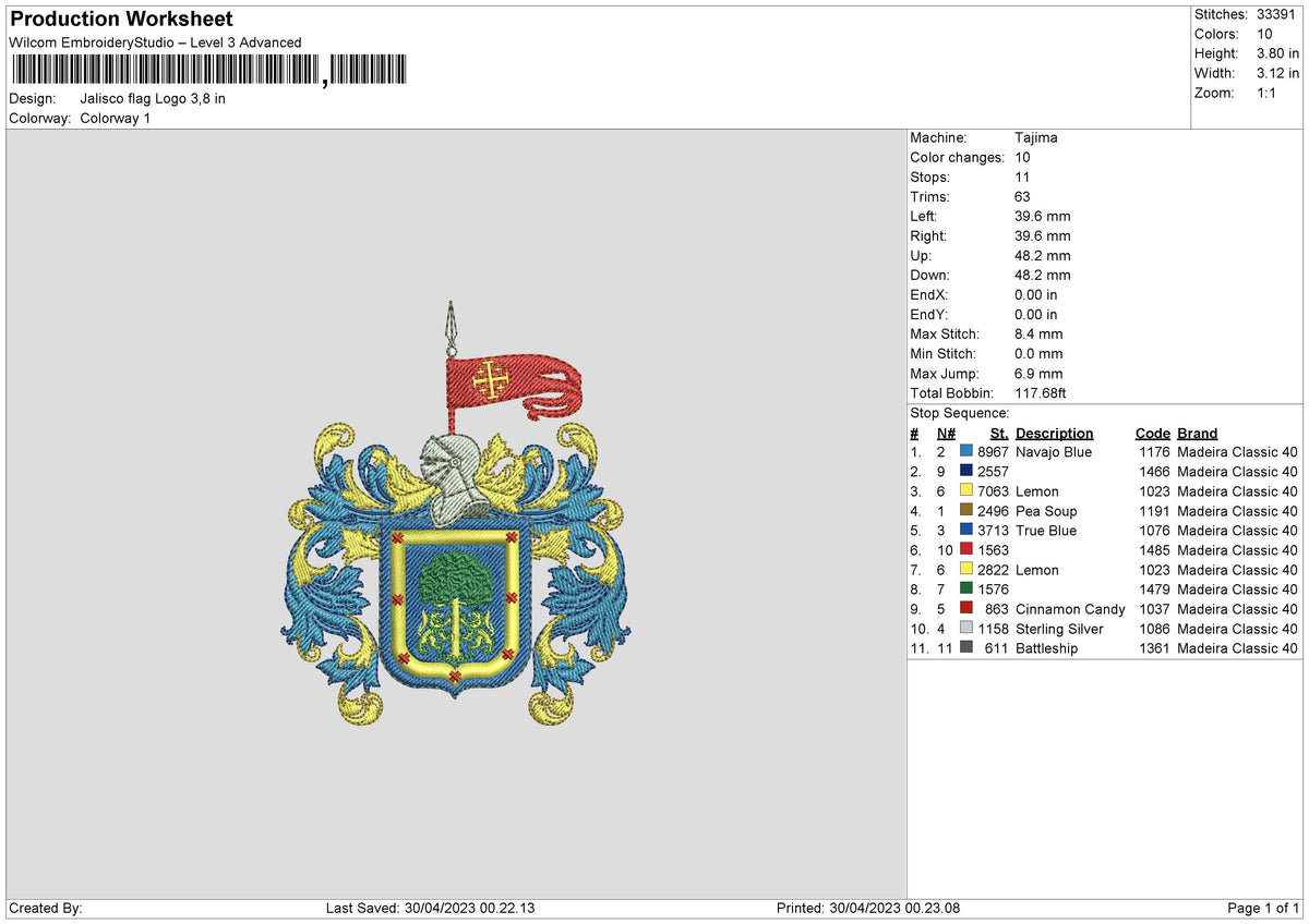 Jalisco Flag Embroidery File 6 sizes