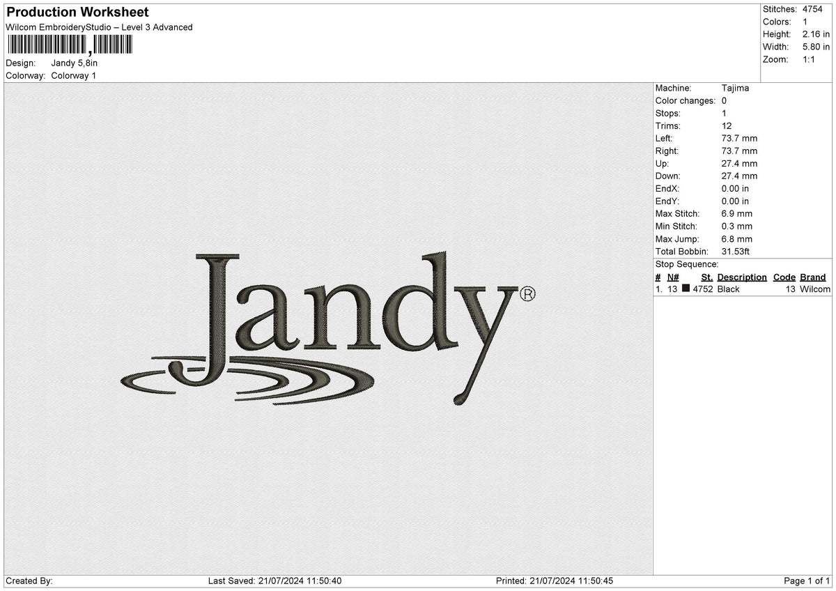 Jandy Embroidery File 6 size