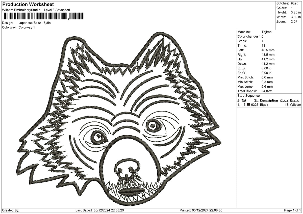 Japanese Spitz1 Embroidery File 6 size