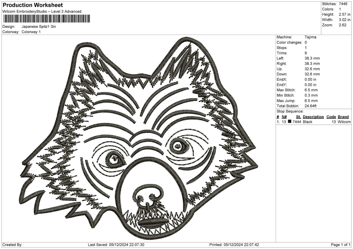 Japanese Spitz1 Embroidery File 6 size