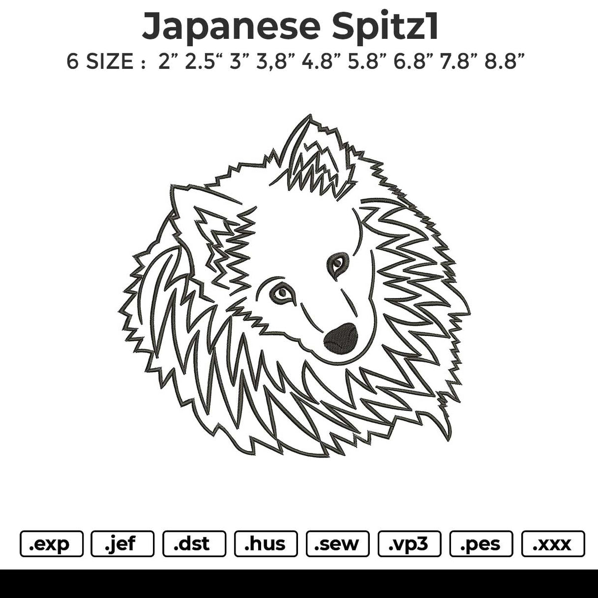 Japanese Spitz2 Embroidery File 6 size