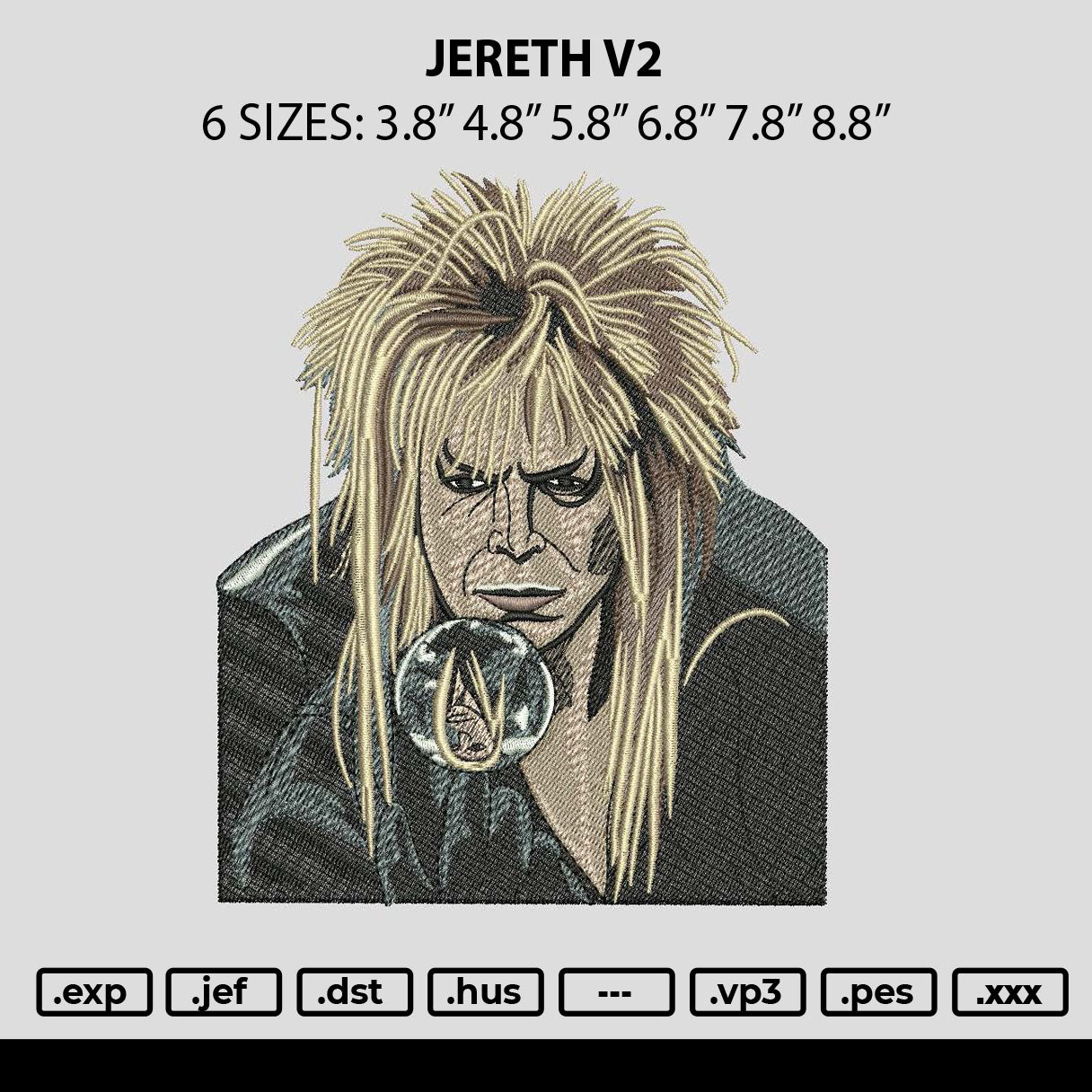 Jereth V2 Embroidery File 6 sizes