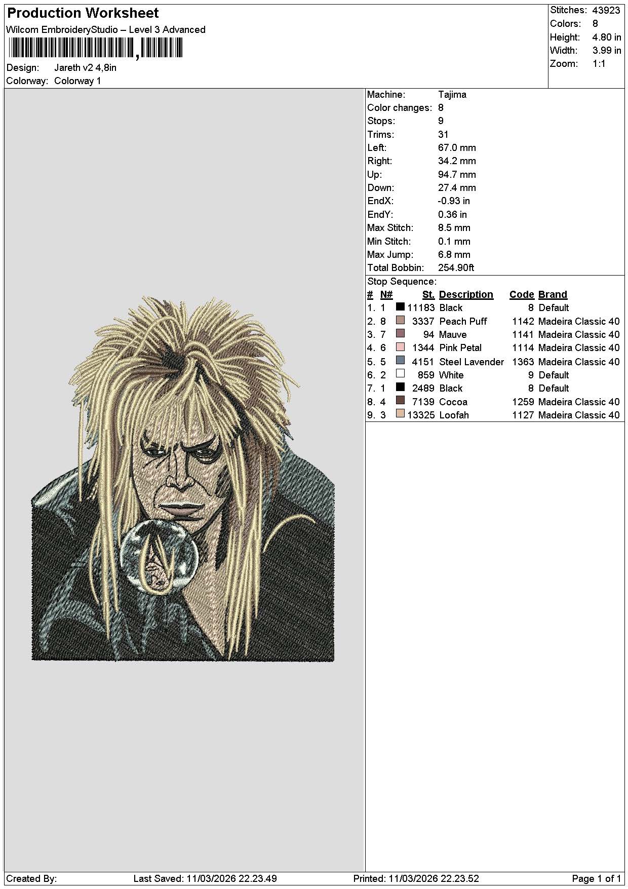 Jereth V2 Embroidery File 6 sizes