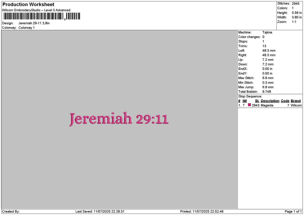 Jermiahtext Embroidery File 6 sizes