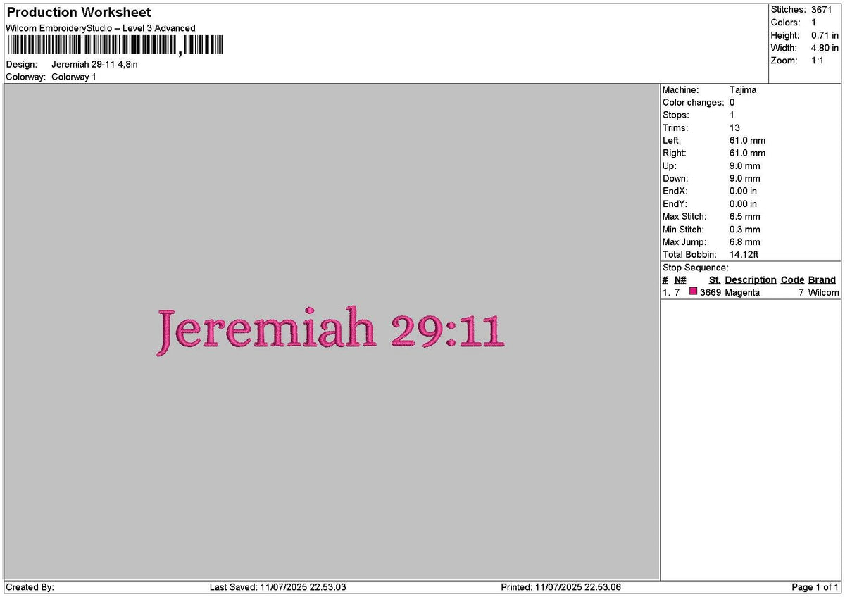 Jermiahtext Embroidery File 6 sizes