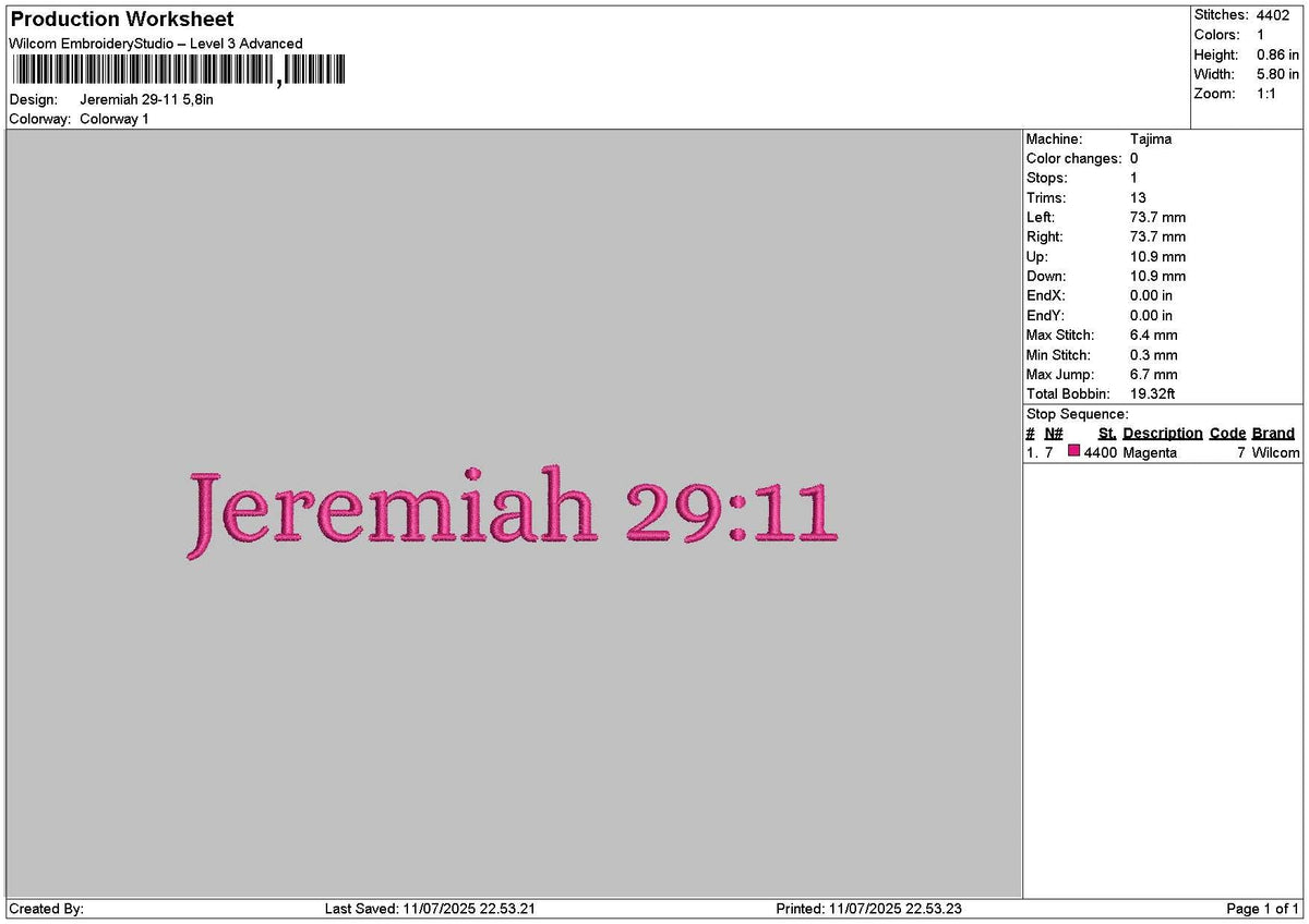 Jermiahtext Embroidery File 6 sizes