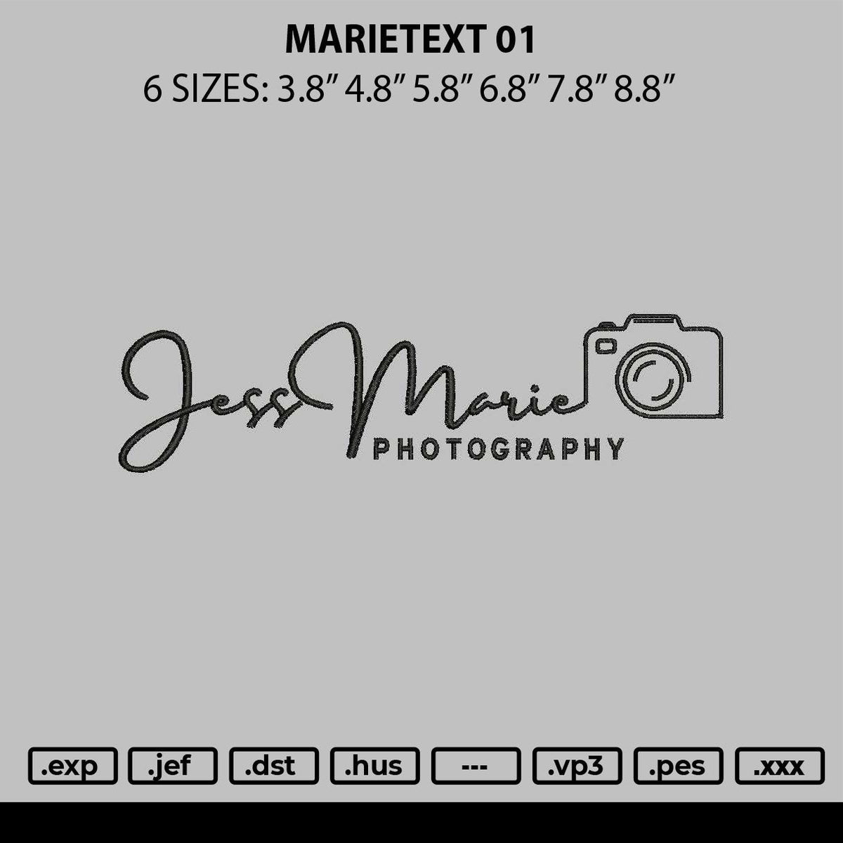 Marietext 01 Embroidery File 6 sizes