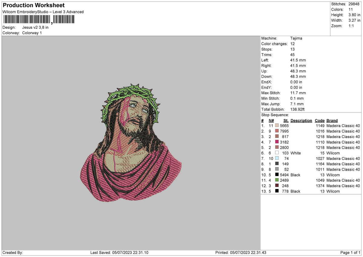 Jesus V2 Embroidery 2 Files