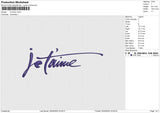 Je Taime Embroidery File 6 size