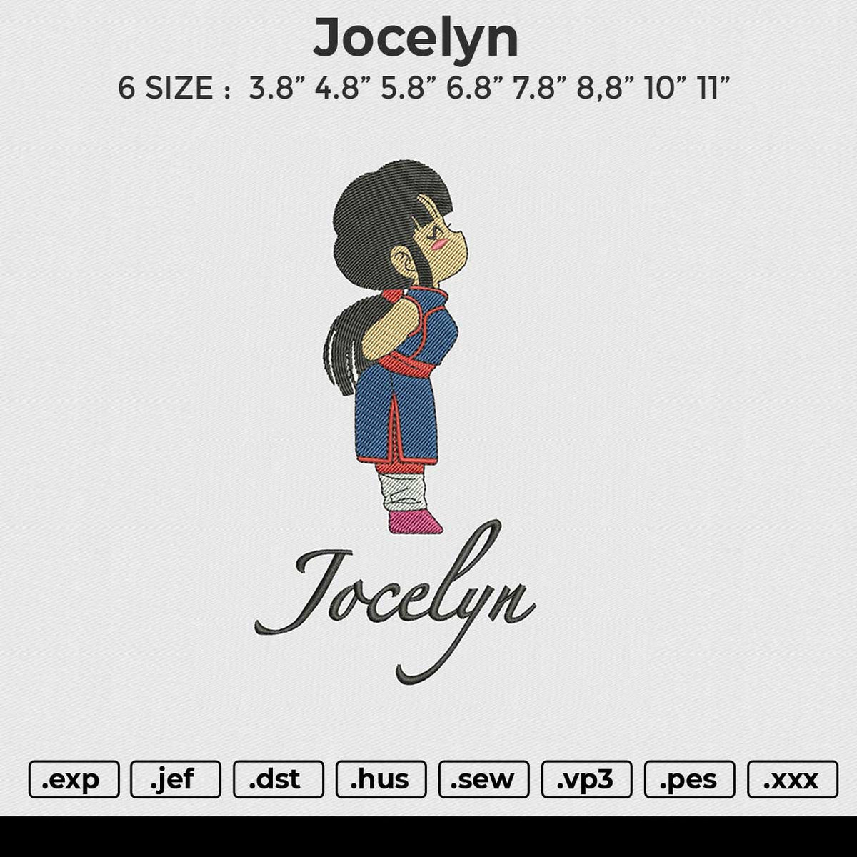 Jocelyn Embroidery File 6 size