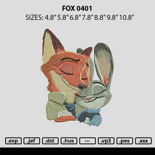 Fox 0401 Embroidery File 6 sizes