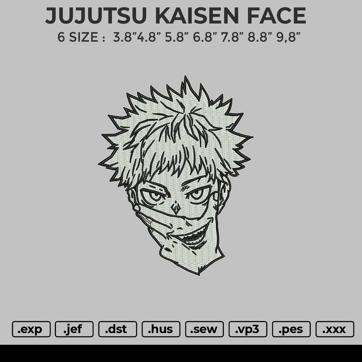 JUJUTSU KAISEN FACE Embroidery File 6 size