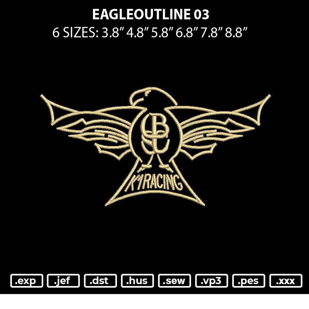 Eagleoutline 03 Embroidery File 6 sizes