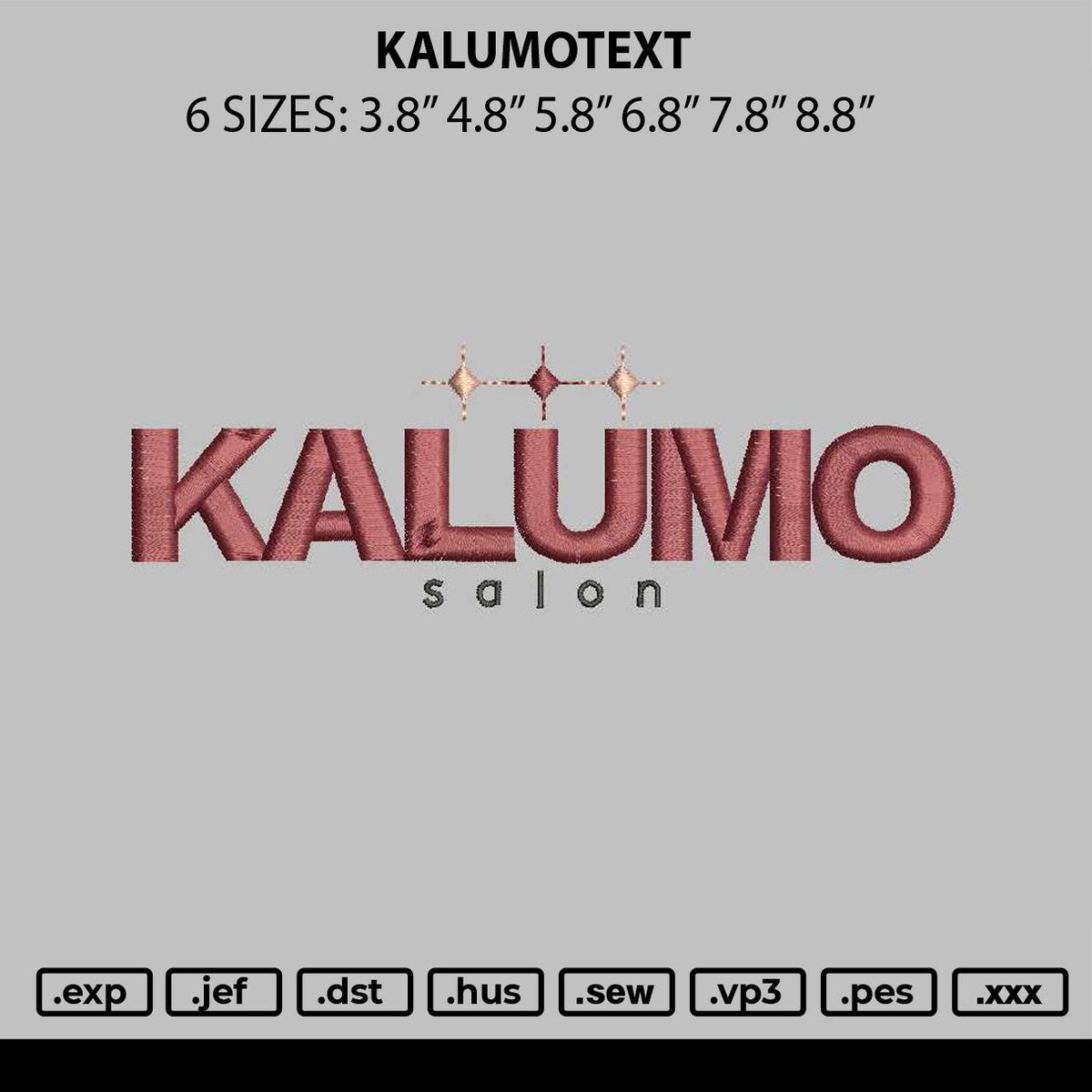 Kalumotext Embroidery File 6 sizes