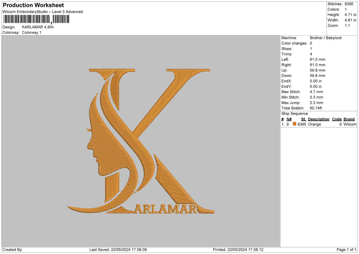 Karlamartext Embroidery File 6 sizes