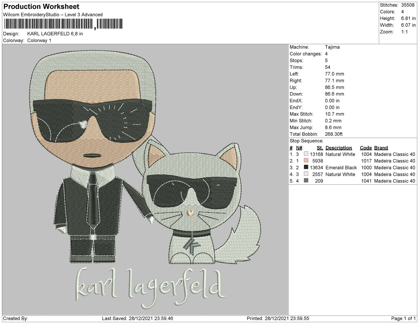 Karl Lagerfeld Embroidery