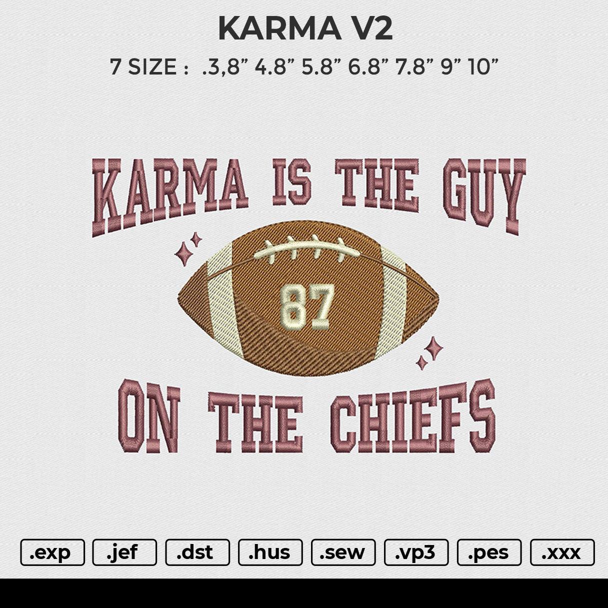 KARMA V2 Embroidery File 6 size