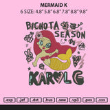 Mermaid K Embroiery File 6 sizes