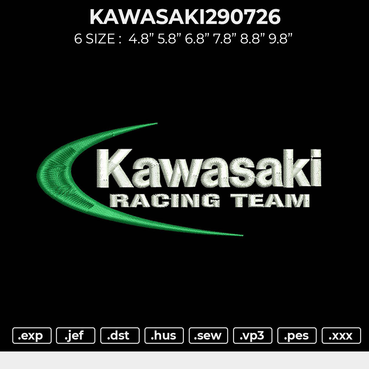 KAWASAKI290726 Embroidery File 6 sizes