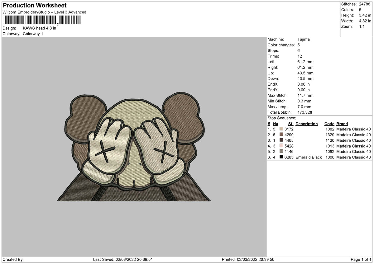 Kaws Head Embroidery
