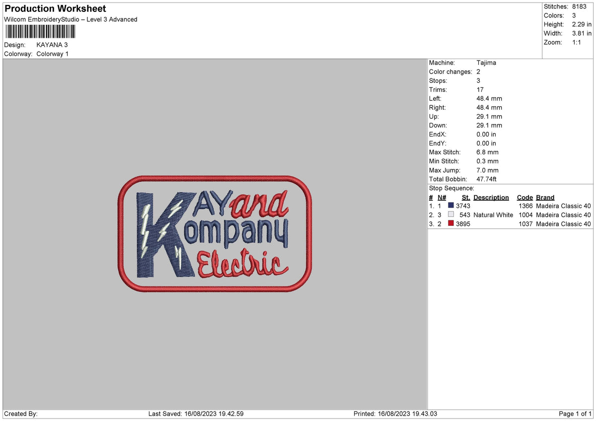 Kayana Embroidery File 6 sizes