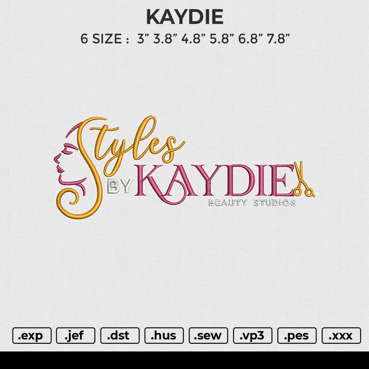 KAYDIE Embroidery File 6 sizes