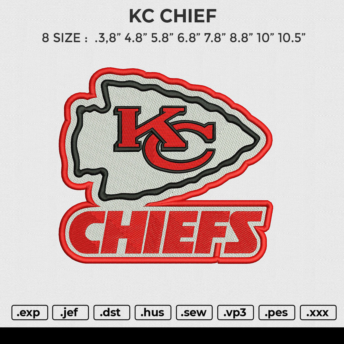 KC CHIEF Embroidery File 6 size