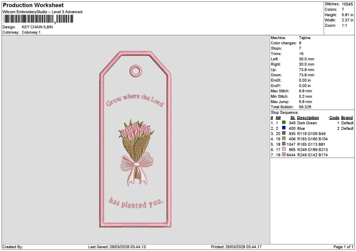 Chaintext Embroidery File 6 sizes